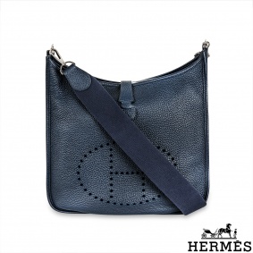 Herms Evelyne III GM Bleu Nuit Taurillon Clemence PHW